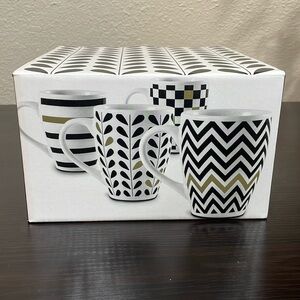 Set of 4 Macy's Pat Geometric Modern Coffee Mugs NEW